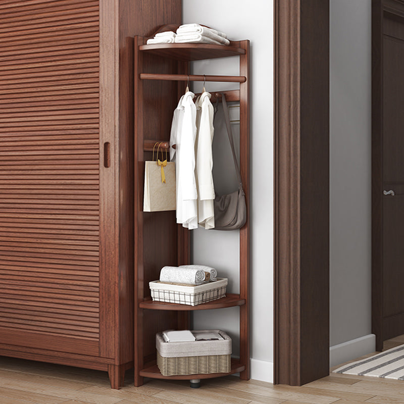 Modern Style Open Armoire Pine Wood Cabinet with Clothing Rod