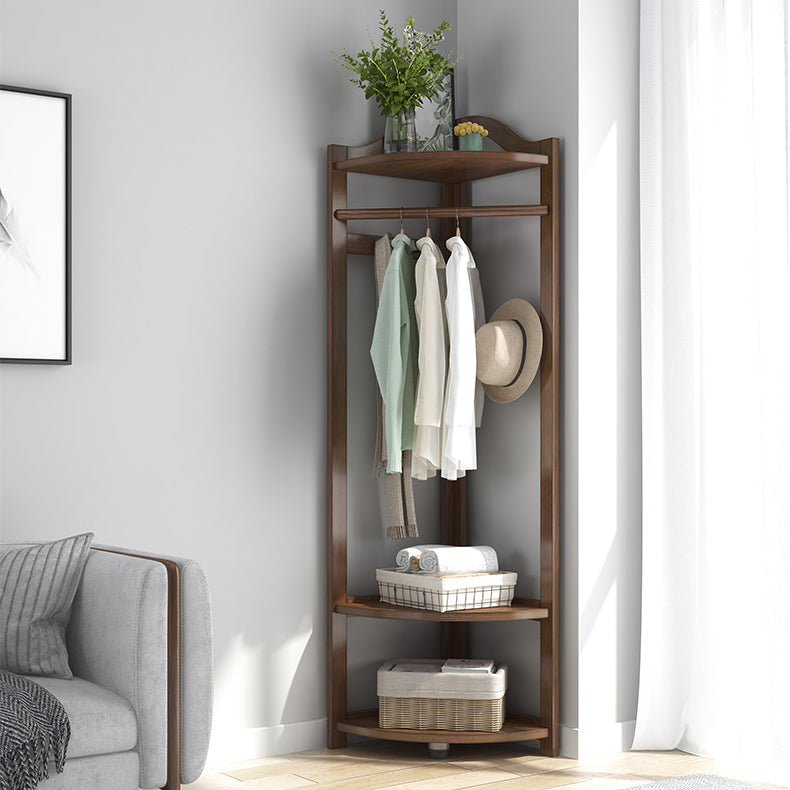 Modern Style Open Armoire Pine Wood Cabinet with Clothing Rod