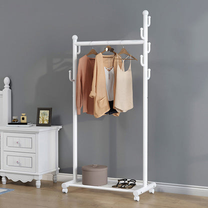 Stainless Steel Open Armoire Contemporary Style Cabinet with Clothing Rod 23.5"L x 17"W x 68"H White