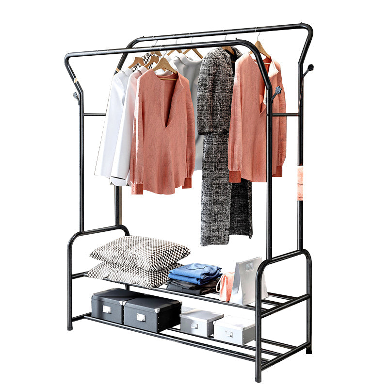 Contemporary Metal Open Armoire Black and White Cabinet with Caster Wheels 52"L x 18"W x 59"H Black Clearhalo 'Armoires & Wardrobes' 'armoires_wardrobes' 'Bedroom Furniture' 'furn' 'furn_armoires_wardrobes' 'Furniture' 5435472