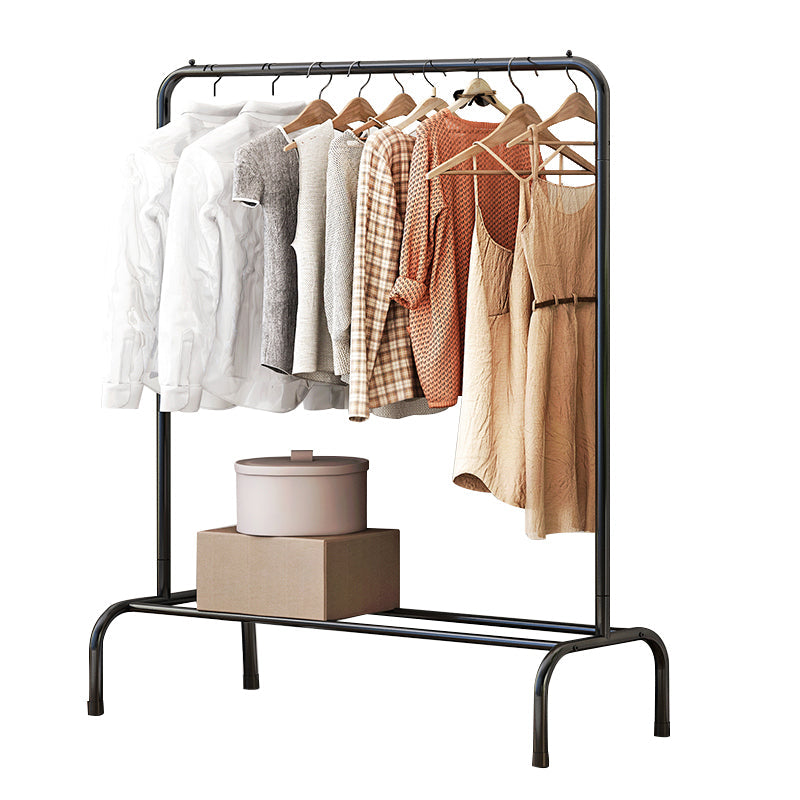 Contemporary Metal Open Armoire Black and White Cabinet with Caster Wheels 39.5"L x 15"W x 61"H Black Clearhalo 'Armoires & Wardrobes' 'armoires_wardrobes' 'Bedroom Furniture' 'furn' 'furn_armoires_wardrobes' 'Furniture' 5435475