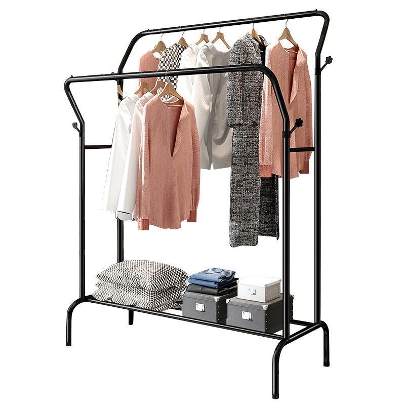 Contemporary Metal Open Armoire Black and White Cabinet with Caster Wheels 52"L x 18"W x 57"H Black Clearhalo 'Armoires & Wardrobes' 'armoires_wardrobes' 'Bedroom Furniture' 'furn' 'furn_armoires_wardrobes' 'Furniture' 5435479