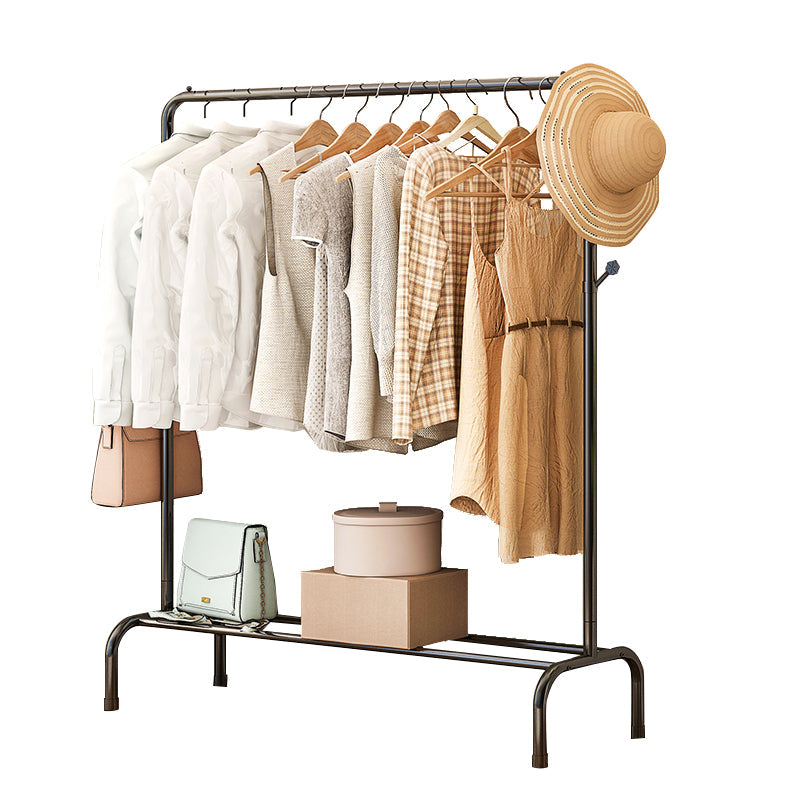 Contemporary Metal Open Armoire Black and White Cabinet with Caster Wheels 47"L x 15"W x 61"H Black Clearhalo 'Armoires & Wardrobes' 'armoires_wardrobes' 'Bedroom Furniture' 'furn' 'furn_armoires_wardrobes' 'Furniture' 5435480