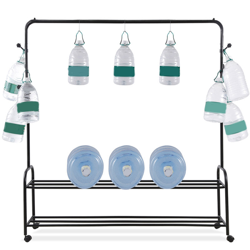 Contemporary Metal Open Armoire Black and White Cabinet with Caster Wheels Clearhalo 'Armoires & Wardrobes' 'armoires_wardrobes' 'Bedroom Furniture' 'furn' 'furn_armoires_wardrobes' 'Furniture' 5435487