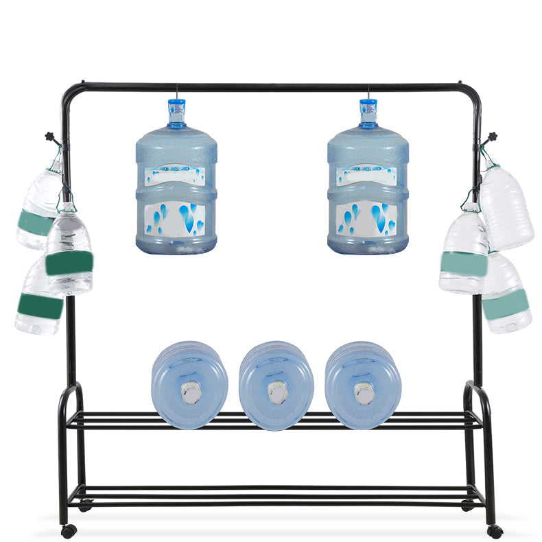 Contemporary Metal Open Armoire Black and White Cabinet with Caster Wheels Clearhalo 'Armoires & Wardrobes' 'armoires_wardrobes' 'Bedroom Furniture' 'furn' 'furn_armoires_wardrobes' 'Furniture' 5435488