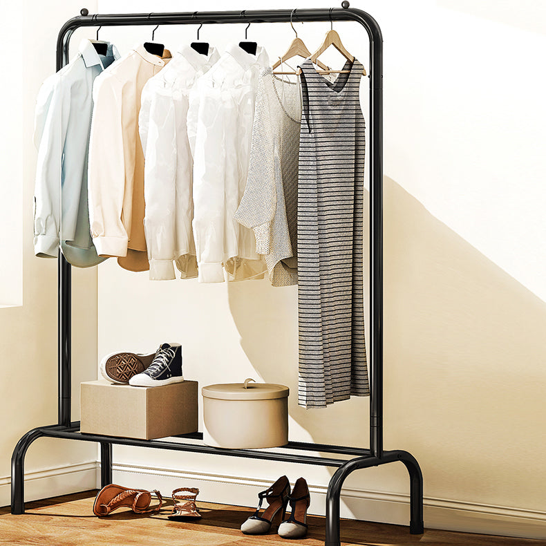 Contemporary Metal Open Armoire Black and White Cabinet with Caster Wheels Clearhalo 'Armoires & Wardrobes' 'armoires_wardrobes' 'Bedroom Furniture' 'furn' 'furn_armoires_wardrobes' 'Furniture' 5435489