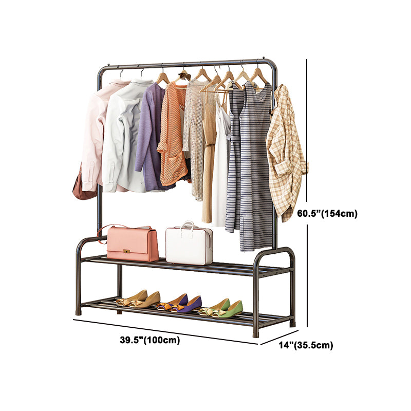 Contemporary Metal Open Armoire Black and White Cabinet with Caster Wheels Clearhalo 'Armoires & Wardrobes' 'armoires_wardrobes' 'Bedroom Furniture' 'furn' 'furn_armoires_wardrobes' 'Furniture' 5435495