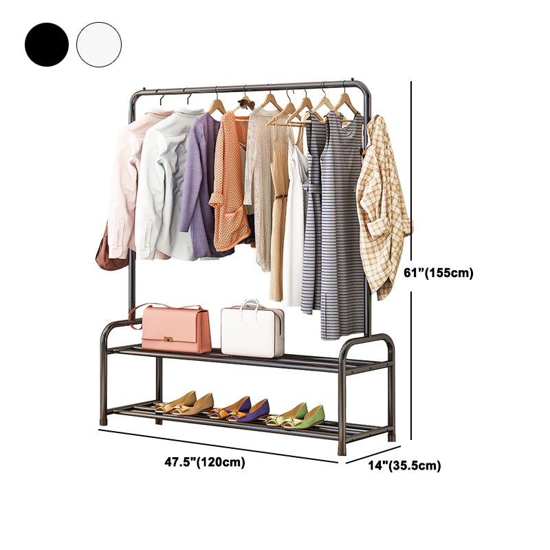 Contemporary Metal Open Armoire Black and White Cabinet with Caster Wheels Clearhalo 'Armoires & Wardrobes' 'armoires_wardrobes' 'Bedroom Furniture' 'furn' 'furn_armoires_wardrobes' 'Furniture' 5435496