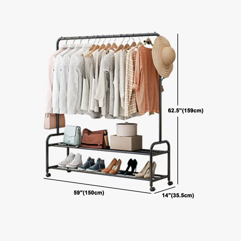 Contemporary Metal Open Armoire Black and White Cabinet with Caster Wheels Clearhalo 'Armoires & Wardrobes' 'armoires_wardrobes' 'Bedroom Furniture' 'furn' 'furn_armoires_wardrobes' 'Furniture' 5435499