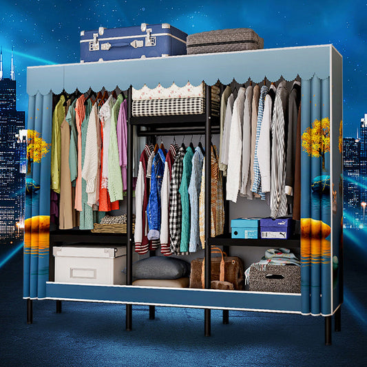 Steel Frame Wardrobe Armoire Contemporary Style Wardrobe Cabinet for Home Clearhalo 'Armoires & Wardrobes' 'armoires_wardrobes' 'Bedroom Furniture' 'furn' 'furn_armoires_wardrobes' 'Furniture' 5435649