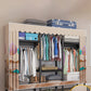 Steel Frame Wardrobe Armoire Contemporary Style Wardrobe Cabinet for Home 66"L x 18"W x 69"H Light Brown Clearhalo 'Armoires & Wardrobes' 'armoires_wardrobes' 'Bedroom Furniture' 'furn' 'furn_armoires_wardrobes' 'Furniture' 5435655