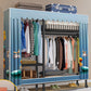Steel Frame Wardrobe Armoire Contemporary Style Wardrobe Cabinet for Home 50"L x 18"W x 69"H Blue Clearhalo 'Armoires & Wardrobes' 'armoires_wardrobes' 'Bedroom Furniture' 'furn' 'furn_armoires_wardrobes' 'Furniture' 5435661