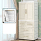Beige and White Wardrobe Armoire Contemporary Style Plastic Wardrobe Cabinet