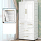 Beige and White Wardrobe Armoire Contemporary Style Plastic Wardrobe Cabinet