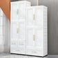Beige and White Wardrobe Armoire Contemporary Style Plastic Wardrobe Cabinet