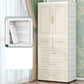 Beige and White Wardrobe Armoire Contemporary Style Plastic Wardrobe Cabinet