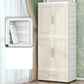 Beige and White Wardrobe Armoire Contemporary Style Plastic Wardrobe Cabinet