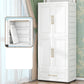 Beige and White Wardrobe Armoire Contemporary Style Plastic Wardrobe Cabinet