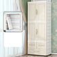 Beige and White Wardrobe Armoire Contemporary Style Plastic Wardrobe Cabinet