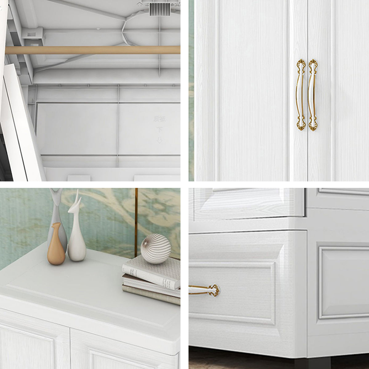 Beige and White Wardrobe Armoire Contemporary Style Plastic Wardrobe Cabinet