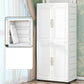 Beige and White Wardrobe Armoire Contemporary Style Plastic Wardrobe Cabinet