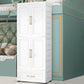 Beige and White Wardrobe Armoire Contemporary Style Plastic Wardrobe Cabinet