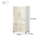 Beige and White Wardrobe Armoire Contemporary Style Plastic Wardrobe Cabinet