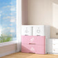 Contemporary Style Non-Hanging Armoire Plastic Storage Cabinet with Drawers 22"L x 15"W x 26"H White-Pink Clearhalo 'Armoires & Wardrobes' 'armoires_wardrobes' 'Bedroom Furniture' 'furn' 'furn_armoires_wardrobes' 'Furniture' 5435842
