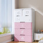 Contemporary Style Non-Hanging Armoire Plastic Storage Cabinet with Drawers 19"L x 15"W x 40"H White-Pink Clearhalo 'Armoires & Wardrobes' 'armoires_wardrobes' 'Bedroom Furniture' 'furn' 'furn_armoires_wardrobes' 'Furniture' 5435849