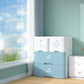 Contemporary Style Non-Hanging Armoire Plastic Storage Cabinet with Drawers 19"L x 15"W x 25"H White-Blue Clearhalo 'Armoires & Wardrobes' 'armoires_wardrobes' 'Bedroom Furniture' 'furn' 'furn_armoires_wardrobes' 'Furniture' 5435856