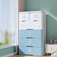 Contemporary Style Non-Hanging Armoire Plastic Storage Cabinet with Drawers 22"L x 15"W x 42.5"H White-Blue Clearhalo 'Armoires & Wardrobes' 'armoires_wardrobes' 'Bedroom Furniture' 'furn' 'furn_armoires_wardrobes' 'Furniture' 5435861
