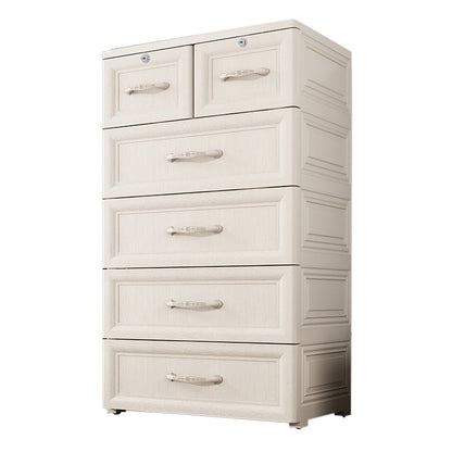 Contemporary Style Wardrobe Plastic Bedroom Wardrobe Closet With 6-Drawer 20"L x 14"W x 39"H Clearhalo 'Armoires & Wardrobes' 'armoires_wardrobes' 'Bedroom Furniture' 'furn' 'furn_armoires_wardrobes' 'Furniture' 5436035