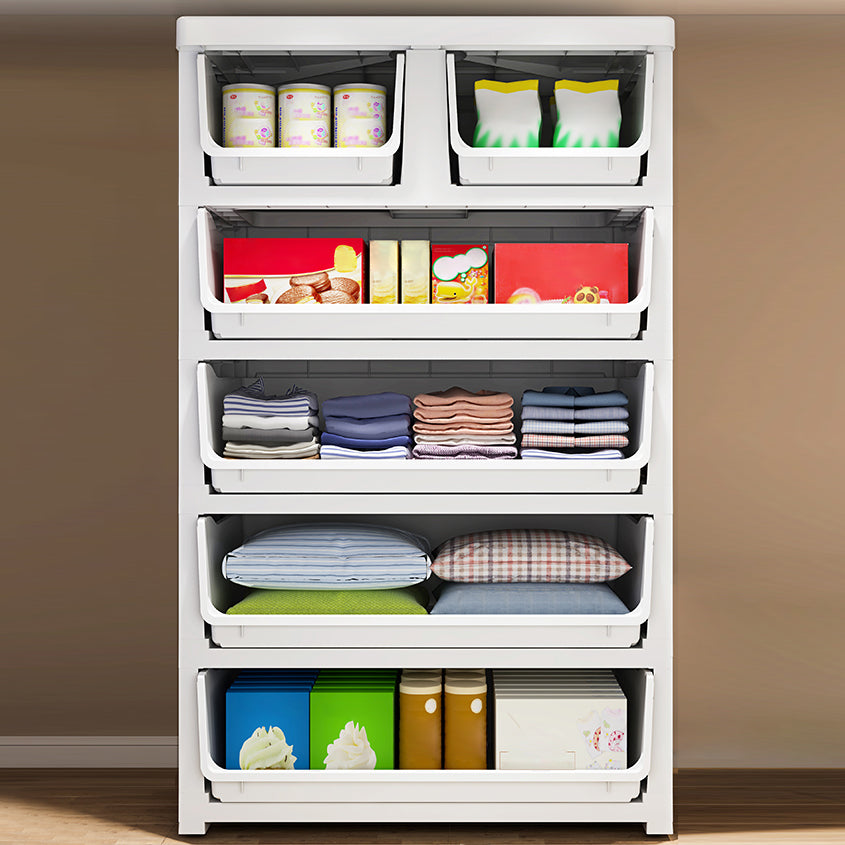 Contemporary Style Wardrobe Plastic Bedroom Wardrobe Closet With 6-Drawer Clearhalo 'Armoires & Wardrobes' 'armoires_wardrobes' 'Bedroom Furniture' 'furn' 'furn_armoires_wardrobes' 'Furniture' 5436037