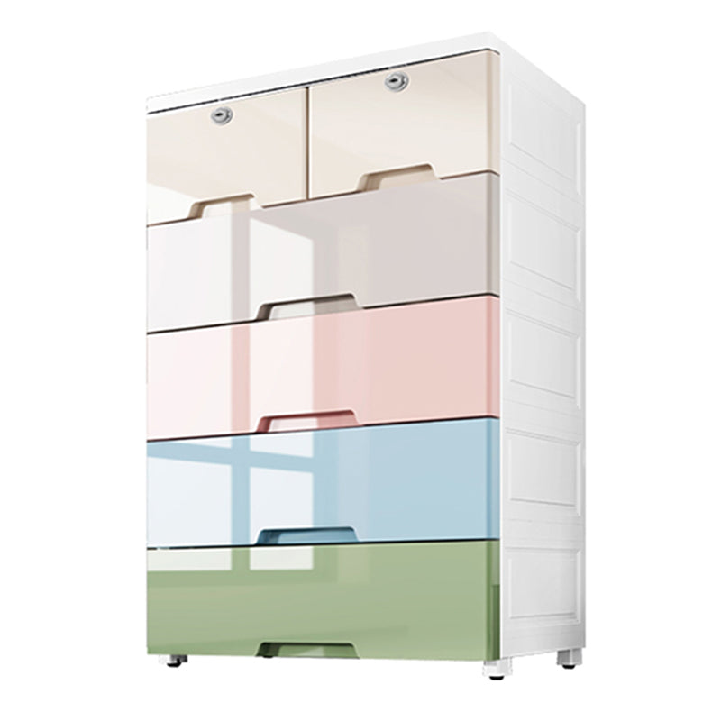 Contemporary Style Wardrobe Plastic Bedroom Wardrobe Closet With 6-Drawer 27.5"L x 16"W x 46"H Clearhalo 'Armoires & Wardrobes' 'armoires_wardrobes' 'Bedroom Furniture' 'furn' 'furn_armoires_wardrobes' 'Furniture' 5436044