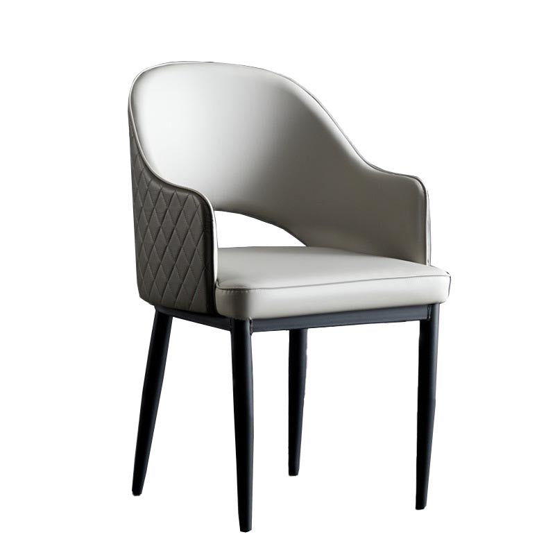 Glam Faux Leather Dining Chair Open Back Dining Side Furniture in Matte Finish for Indoor