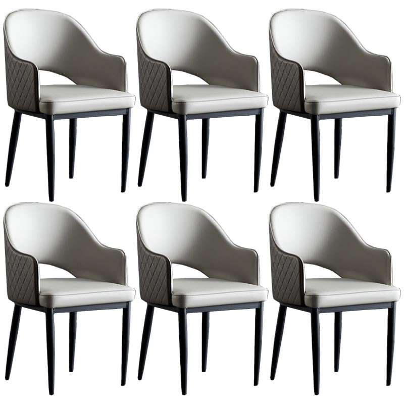 Glam Faux Leather Dining Chair Open Back Dining Side Furniture in Matte Finish for Indoor