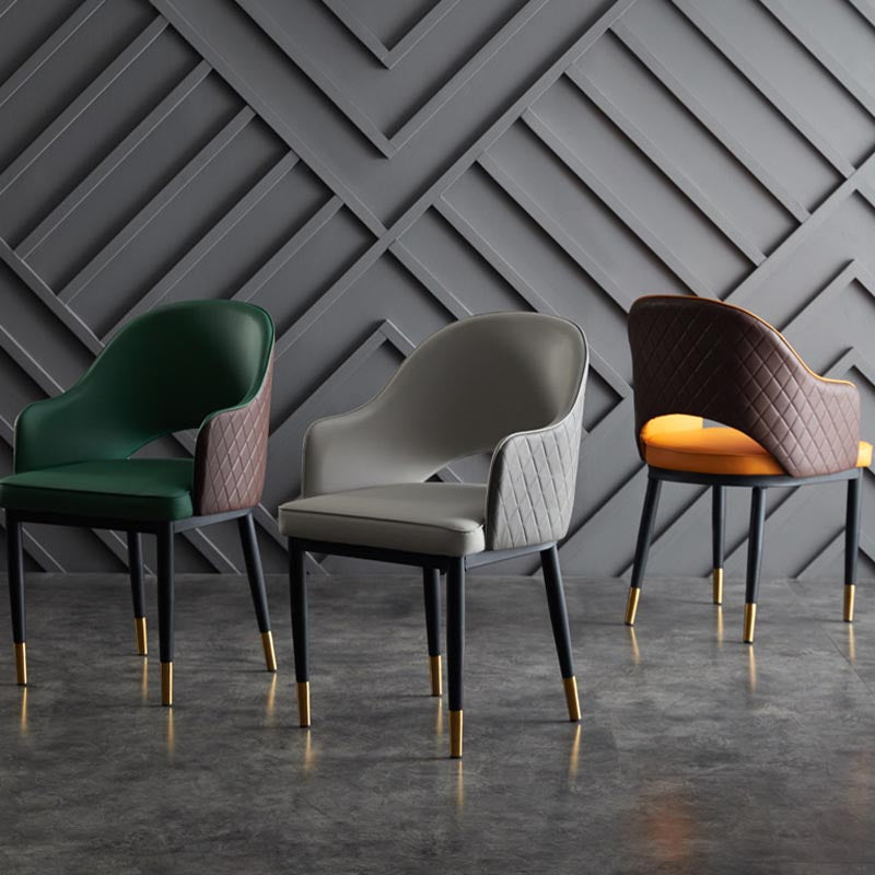 Glam Faux Leather Dining Chair Open Back Dining Side Furniture in Matte Finish for Indoor