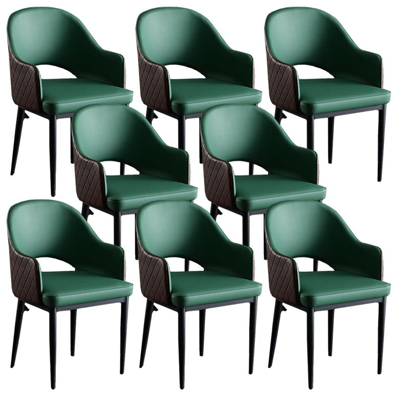 Glam Faux Leather Dining Chair Open Back Dining Side Furniture in Matte Finish for Indoor