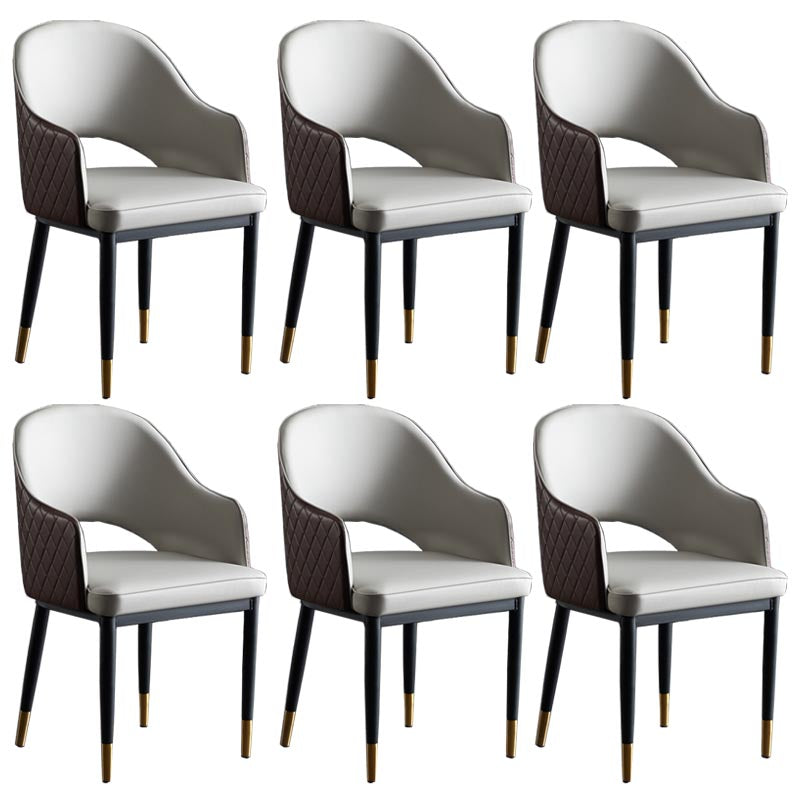 Glam Faux Leather Dining Chair Open Back Dining Side Furniture in Matte Finish for Indoor