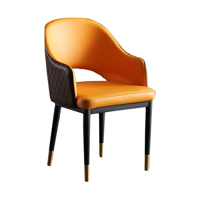 Glam Faux Leather Dining Chair Open Back Dining Side Furniture in Matte Finish for Indoor