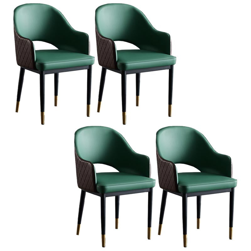 Glam Faux Leather Dining Chair Open Back Dining Side Furniture in Matte Finish for Indoor