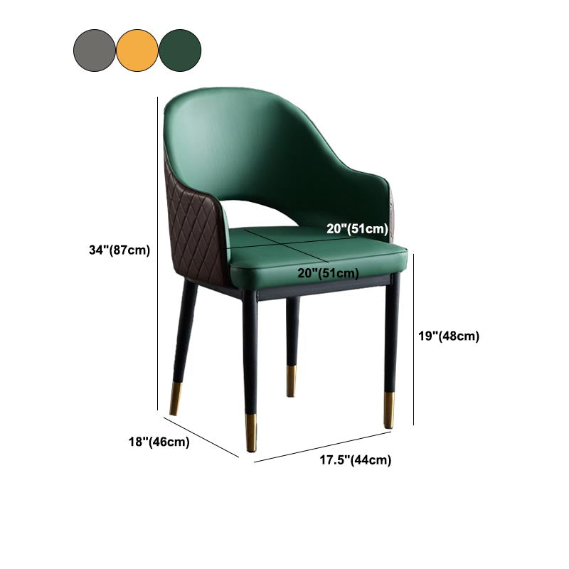 Glam Faux Leather Dining Chair Open Back Dining Side Furniture in Matte Finish for Indoor