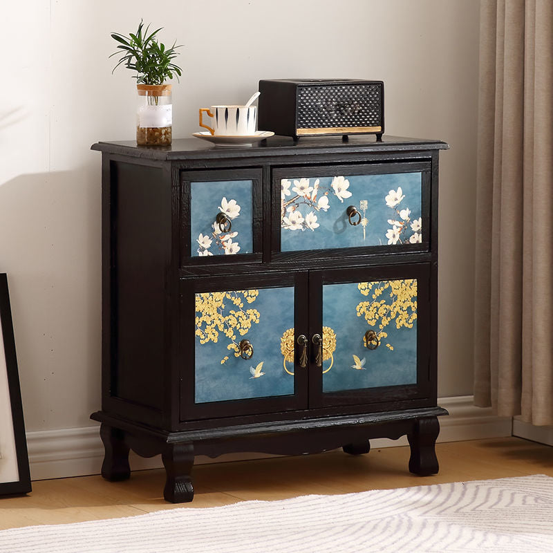 Traditional Style Combo Dresser Bedroom Solid Wood Storage Chest with Drawers and Doors 24"L x 12"W x 25"H Black Clearhalo 'Bedroom Furniture' 'Dressers & Chests' 'dressers_chests' 'furn' 'furn_dressers_chests' 'Furniture' 5436387