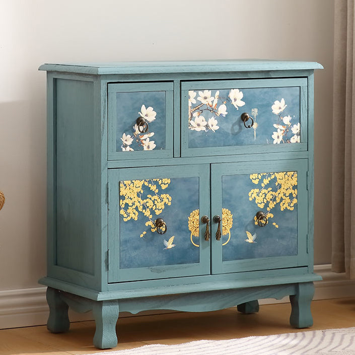 Traditional Style Combo Dresser Bedroom Solid Wood Storage Chest with Drawers and Doors 24"L x 12"W x 25"H Green Clearhalo 'Bedroom Furniture' 'Dressers & Chests' 'dressers_chests' 'furn' 'furn_dressers_chests' 'Furniture' 5436390