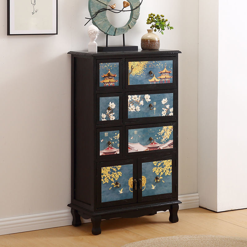 Traditional Style Combo Dresser Bedroom Solid Wood Storage Chest with Drawers and Doors 23.5"L x 12"W x 40"H Black Clearhalo 'Bedroom Furniture' 'Dressers & Chests' 'dressers_chests' 'furn' 'furn_dressers_chests' 'Furniture' 5436402