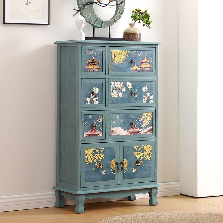 Traditional Style Combo Dresser Bedroom Solid Wood Storage Chest with Drawers and Doors 23.5"L x 12"W x 40"H Green Clearhalo 'Bedroom Furniture' 'Dressers & Chests' 'dressers_chests' 'furn' 'furn_dressers_chests' 'Furniture' 5436405