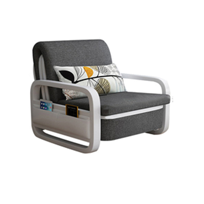 Contemporary Square Arm Convertible Cotton Blend Bed Sofa Couch in Grey Clearhalo 'furn' 'furn_sofas' 'Furniture' 'Living Room Furniture' 'Sofa' 'sofas' 5436472