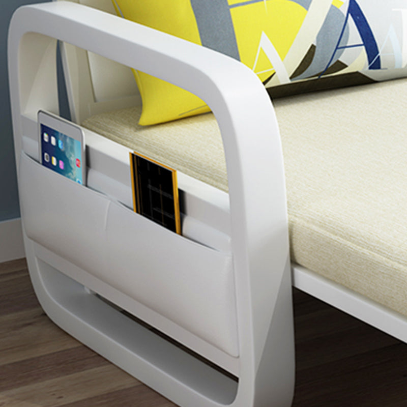 Contemporary Square Arm Convertible Cotton Blend Bed Sofa Couch in Grey Clearhalo 'furn' 'furn_sofas' 'Furniture' 'Living Room Furniture' 'Sofa' 'sofas' 5436473