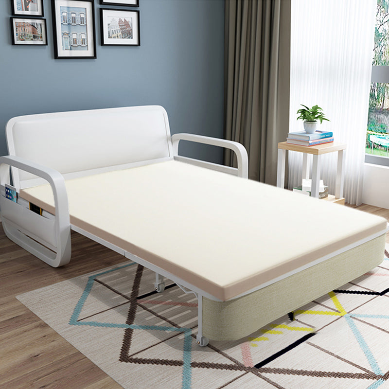 Contemporary Square Arm Convertible Cotton Blend Bed Sofa Couch in Grey Clearhalo 'furn' 'furn_sofas' 'Furniture' 'Living Room Furniture' 'Sofa' 'sofas' 5436475