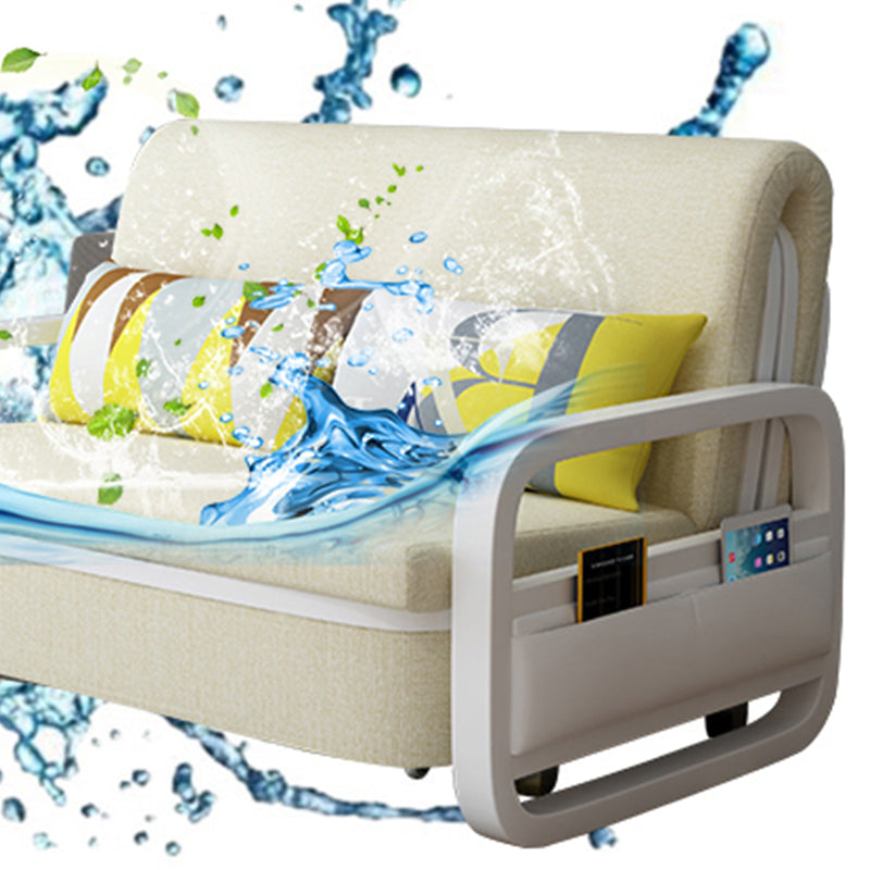 Contemporary Square Arm Convertible Cotton Blend Bed Sofa Couch in Grey Clearhalo 'furn' 'furn_sofas' 'Furniture' 'Living Room Furniture' 'Sofa' 'sofas' 5436476